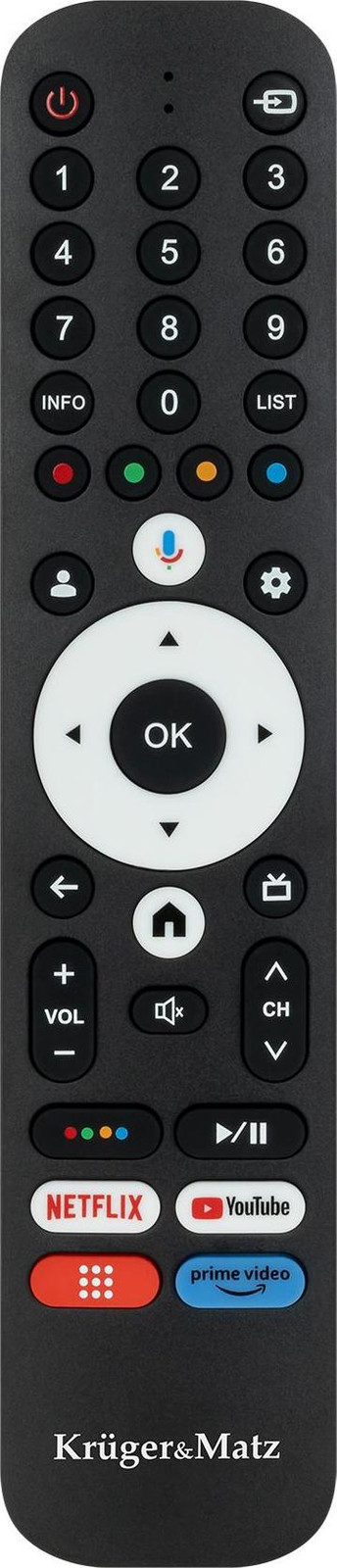 Kruger&Matz Google TV-afstandsbediening met cijfertoetsen en spraakbesturing