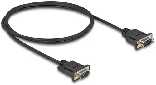 Delock Seriell Anschlusskabel [1x D-SUB-Stecker 9pol. - 1x D-SUB-Stecker 9pol.] 1m Schwarz