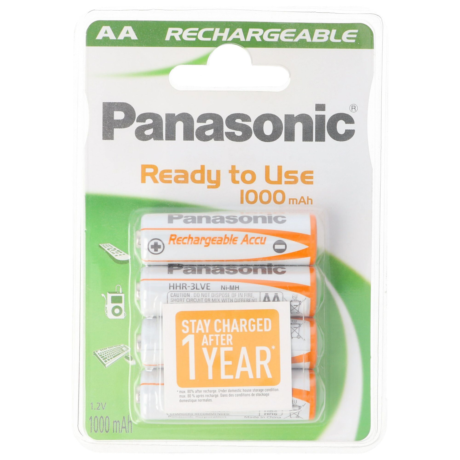 Panasonic P6P Mignon AA NiMH batterij 1100mAh Stay Charged - 4-pack