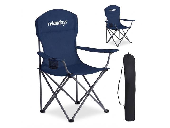 Faltbarer Camping Stuhl 2er-Set Dunkelblau-Silber