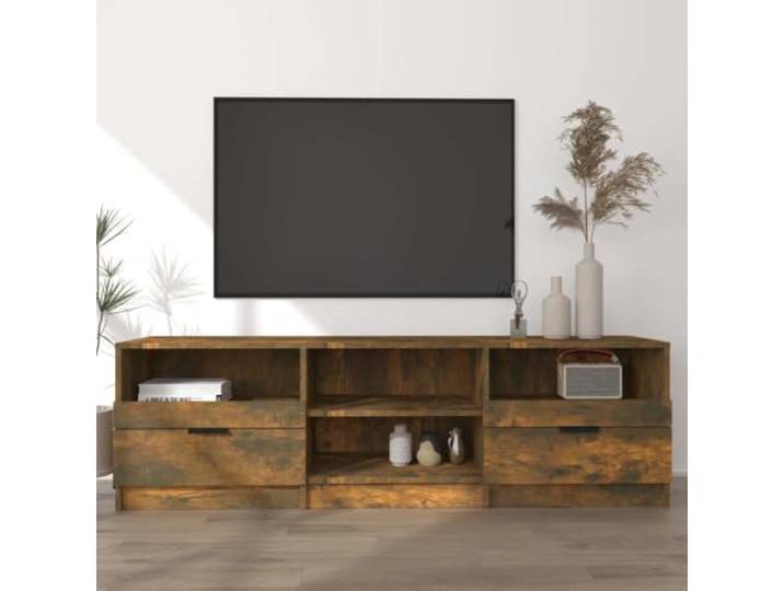 HEFZGDB TV-Schrank Räuchereiche 150x33,5x45 cm Holzwerkstoff mit Schubladen und Ablagen für Multimedia-Geräte und Stauraum, robuster TV-Ständer mit Stabiler Tischplatte