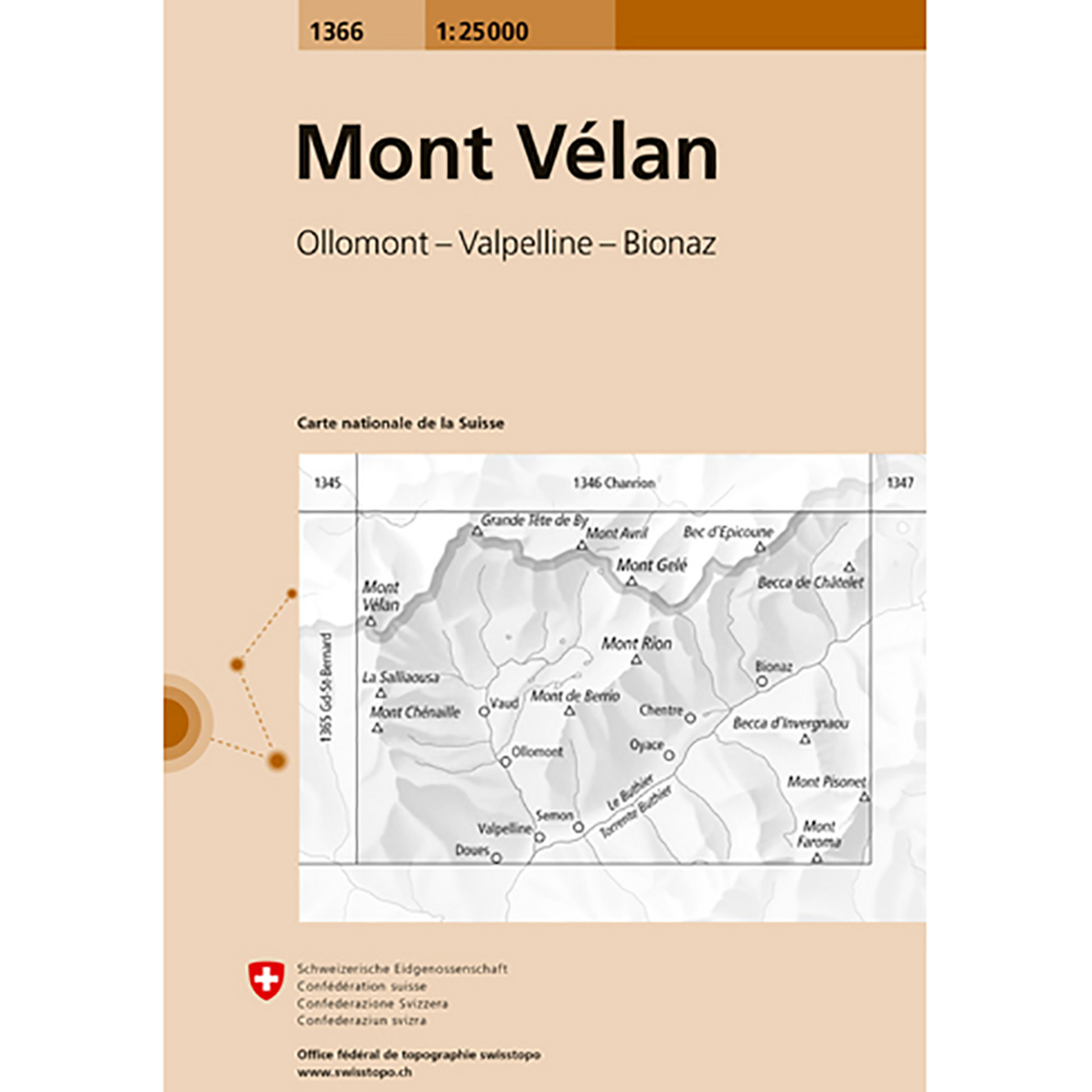 Swisstopo Mont Vélan 1366 Landeskarte 1:25 000 Topografische Karten