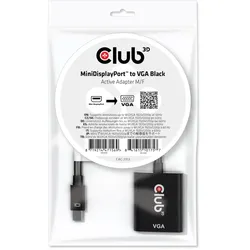 CLUB3D MiniDisplayPortTM to VGA Black Active Adapter M/F