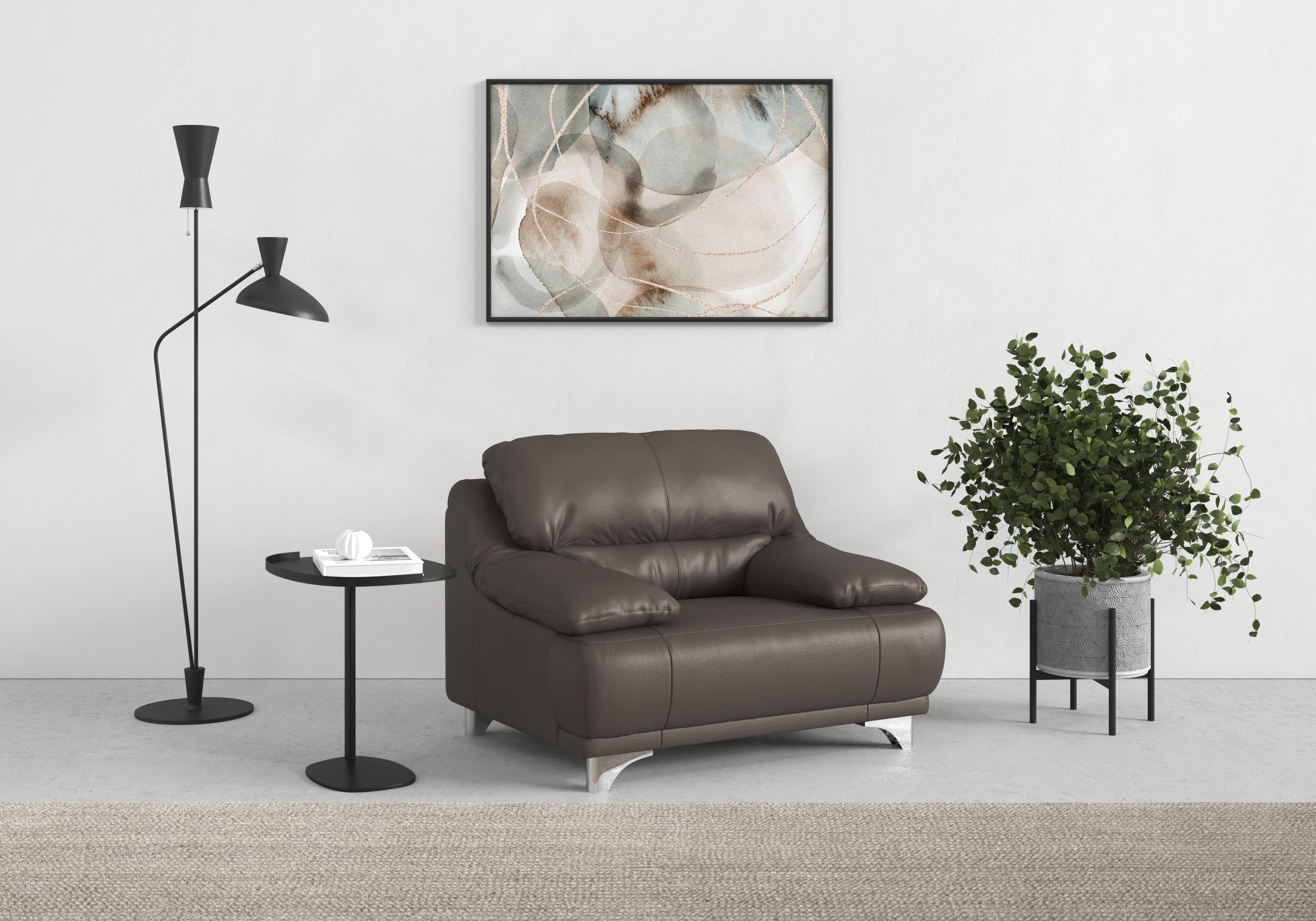 Sessel COTTA "Maranello", braun (cocoa), B:118cm H:86cm T:93cm, Sessel, Sessel