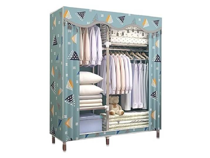 CVdrtyED Kleiderschrank Tragbarer Kleiderschrank, Stoff, Stahlrohr, Schrank, Aufbewahrungsorganisator, Bekleidungsorganisator Schlafzimmer Organizer(B)