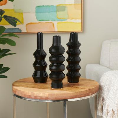 ARCILLA ELEMENTAL Ceramic Bubble Inspired Abstract Vase with Varying Shapes (Set of 3)
