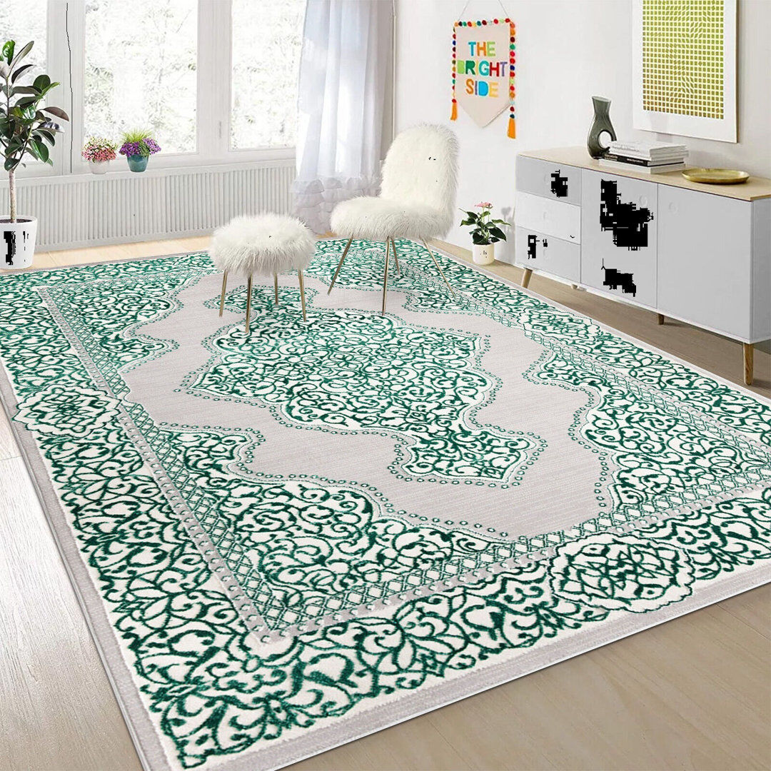 Latitude Vive Brade Abstract Berber Area Rug Green Rectangle 160 x 230cm