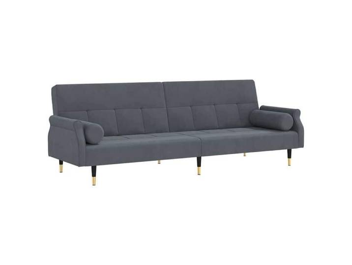 &Mode Sofa Convertible - Canapé-lit Lit banquette avec coussins gris foncé - velours Sale485172