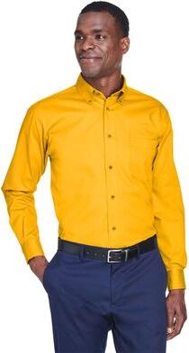 Harriton M500 Men's Easy Blend Twill Shirt in Sunray Yellow size Medium   Cotton/Polyester