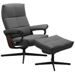 Stressless Sessel mit Hocker David Cross Leder Grau Batick Grey L (Large)