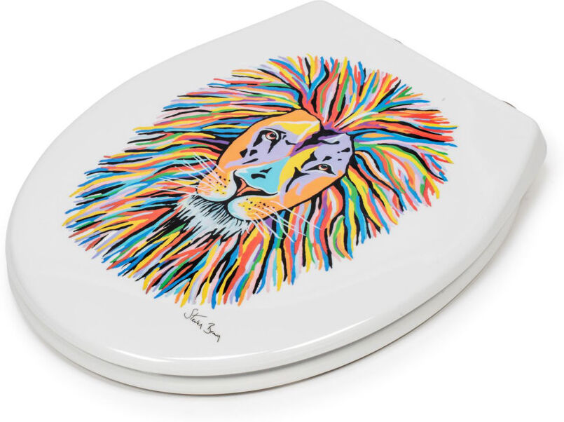Croydex Steven Brown Lewis McZoo Flexi-Fix White Universal Toilet Seat - Unique Lion Design with Soft Close and Quick Release Hinges and Made from Polypropyle White 4cm H X 38cm W X 39.8cm D