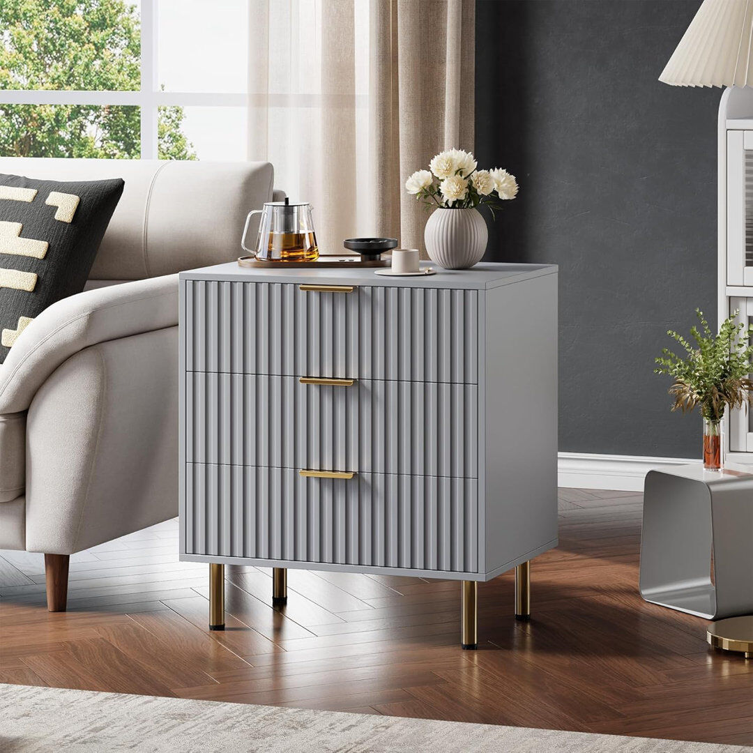 Brayden Studio 39 cm W Chest of 3 Drawers Gray 75cm H X 39cm W X 59cm D