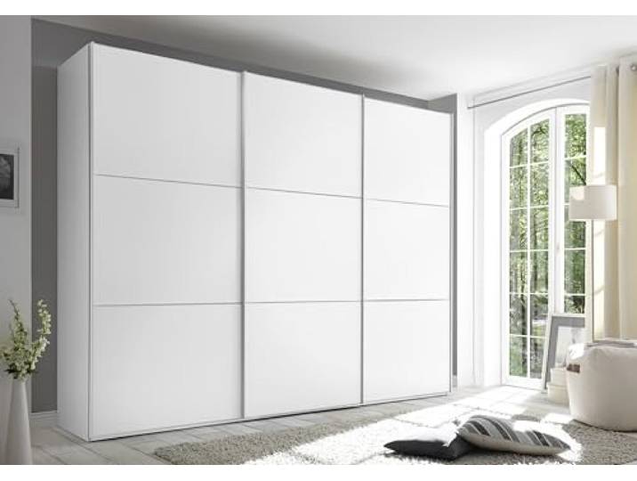 Staud Schwebetürenschrank 3-türig Includo, Dekor weiß, 222cm / 280cm / 68 cm (H/B/T), Basic