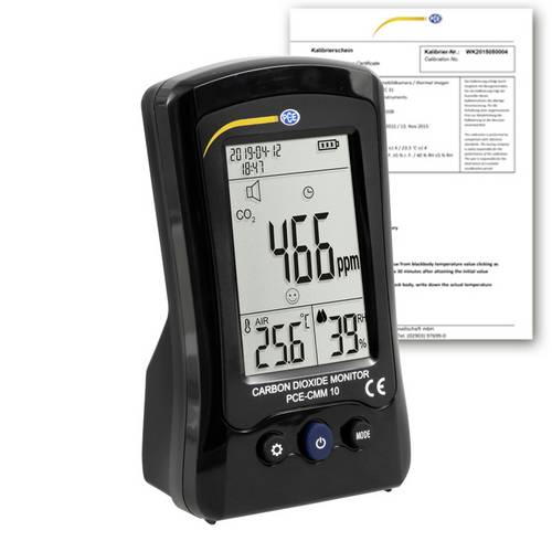 PCE Instruments PCE-CMM 10-ICA CO2 Messgerät 400 - 5000 ppm mit Temperaturmessfunktion kalibriert ISO