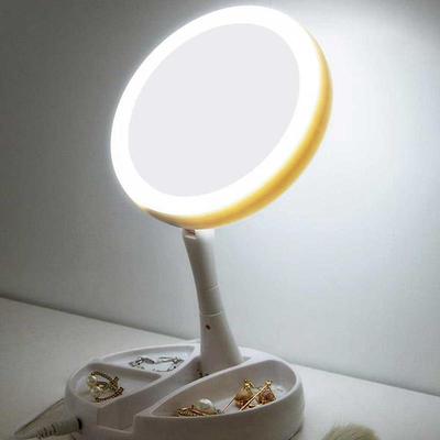 Inspired Deals Foldable LED Makeup Mirror With Magnification Compact Travel Vanity Mirror Foldable LED Makeup Mirror With Magnification Compact Travel Vanity Mirror