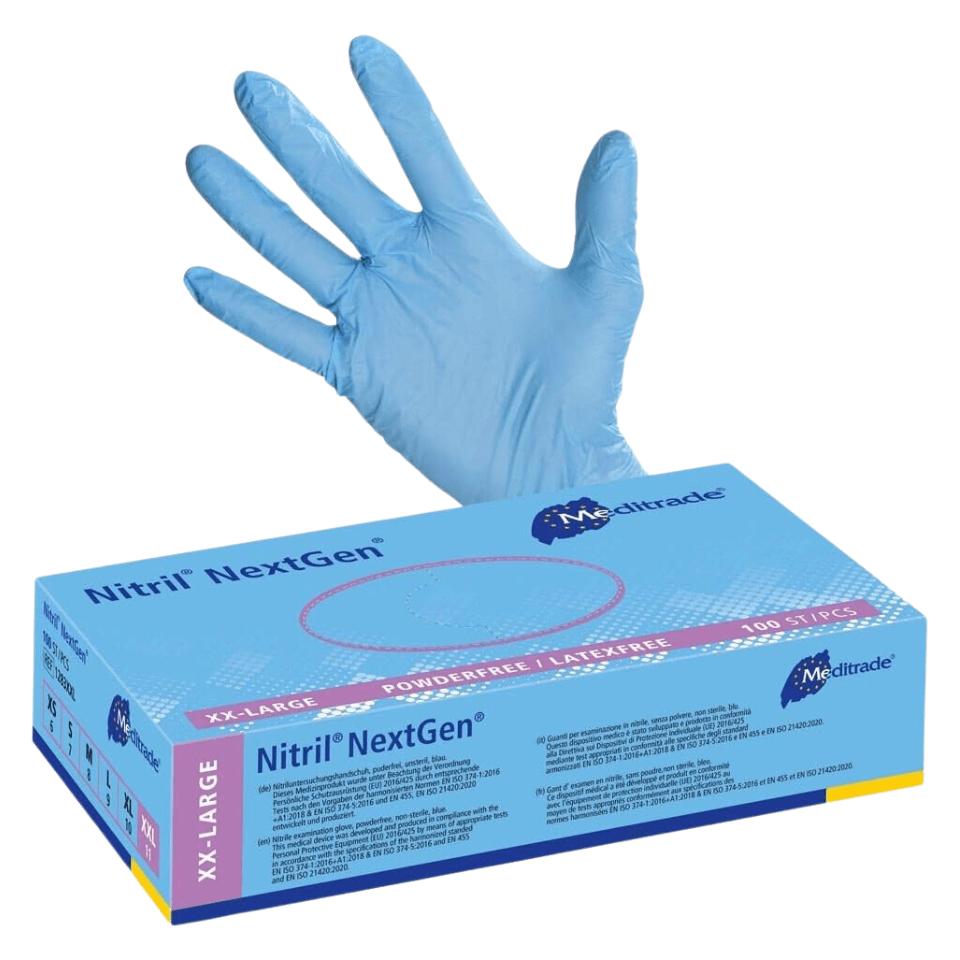 Meditrade unisex Einmalhandschuhe Nitril NextGen blau Grösse 2XL 100 St. (XXL) (1283XXL)