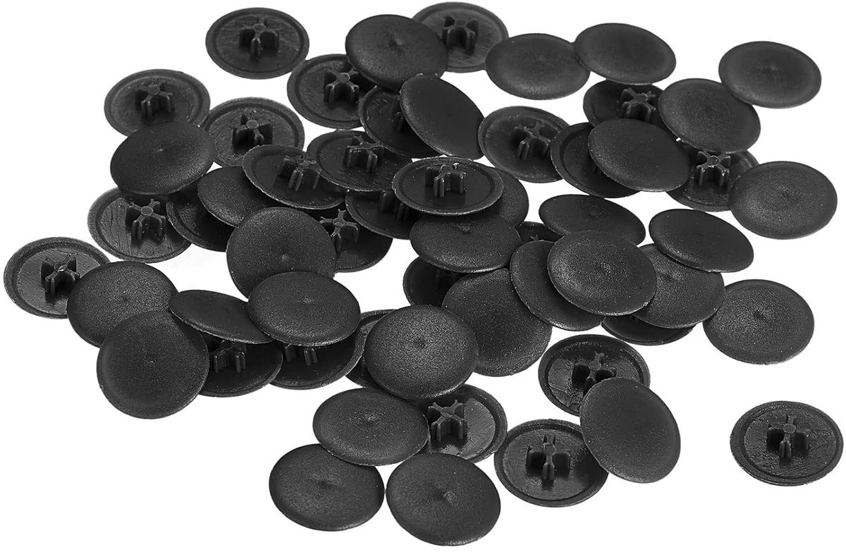 Sourcing Map 160 stuks schroefdoppen zwart, kunststof afdekkingen voor kruiskop, nokken en bevestigingsmoeren, 17 x 4 mm