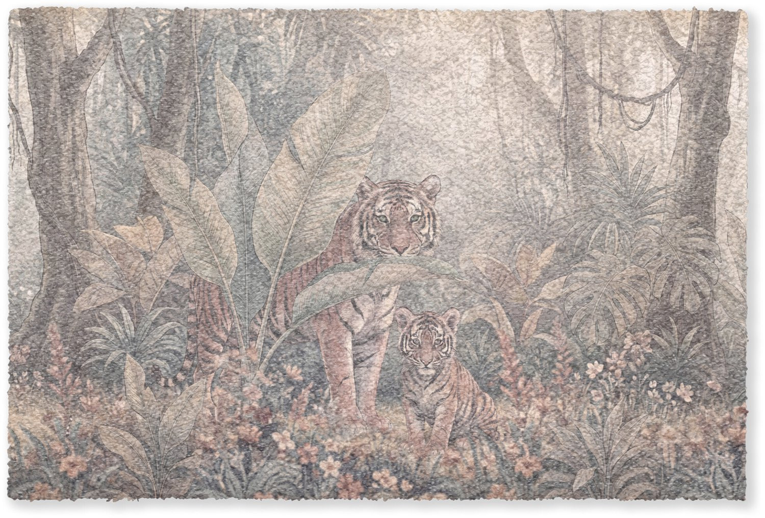 Deurmat Welp Tijger Jungle Illustratie - Binnenmat 90 x 60 cm