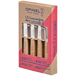 Opinel Messerset Les Essentiels Natur, mit Edelstahlklinge, mit Buchenholzgriff, 4-teilig