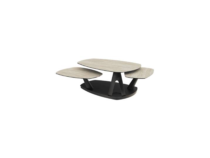 Ausziehbarer, flexibler Design Keramik Couchtisch „Opus“ Travertin Akante Design