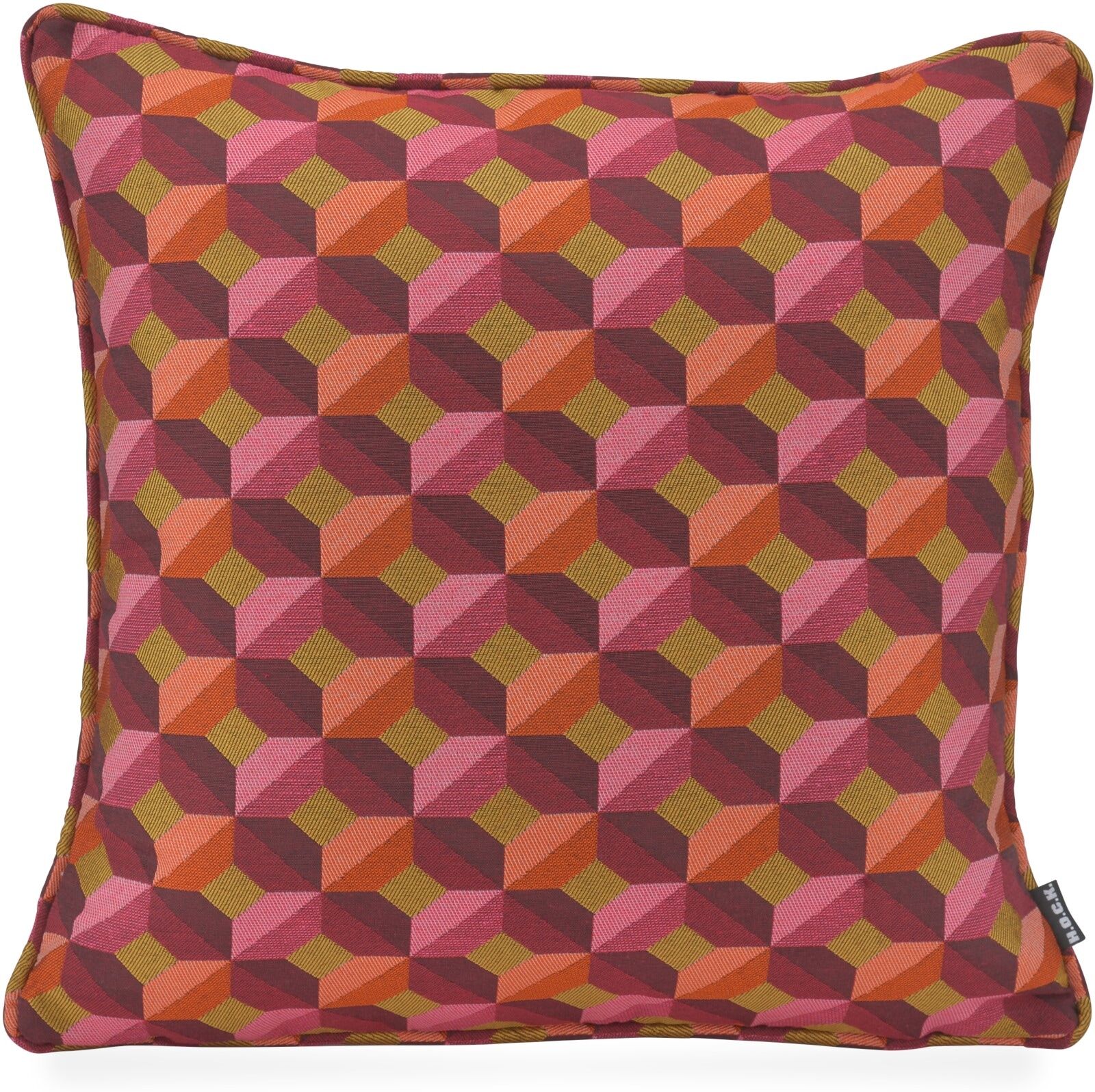 Dekokissen H.O.C.K. "H.O.C.K. Paoletta", bunt (rosa burgunder, orientalisch), B:45cm H:10cm L:45cm, Polyester, Dekokissen_Sitzkissen_Kissenhüllen, Dekokissen rosa burgunder, orientalisch B/L: 45cm x 45cm, 1 Stk.