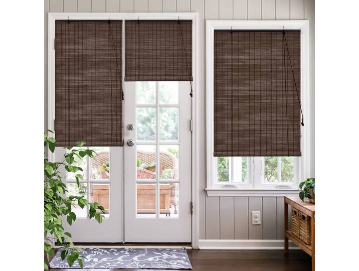 Bambusrollo 120x220cm in dunkelbraun - Fenster Sichtschutz Bambus