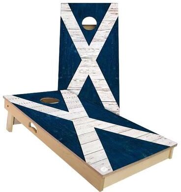 Skip's Garage Scotland Flag Outdoor Cornhole Board Set