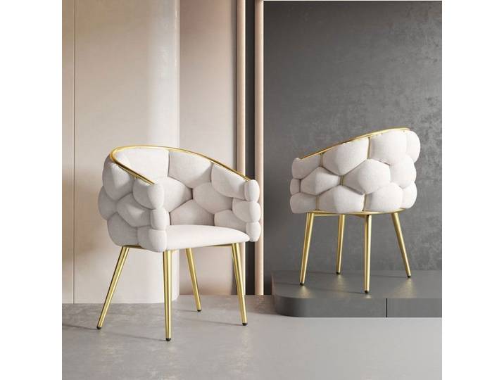O.Ye Chaise bulle en velours beige chaise de salon chaise de maquillage mode moderne pieds en fer doré . multicolore CHAISE