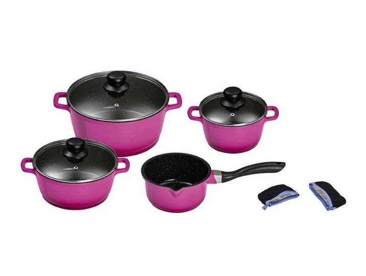 KING 9-teiliges Aluguss-Kochtopf-Set mit FUSION® keramischer Antihaftbeschichtung, Beere