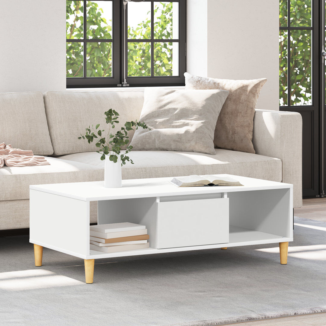 Metro Coffee Table Engineered Wood Tables Living Room Modern Low Contemporary White 35cm H X 102cm W X 55cm D