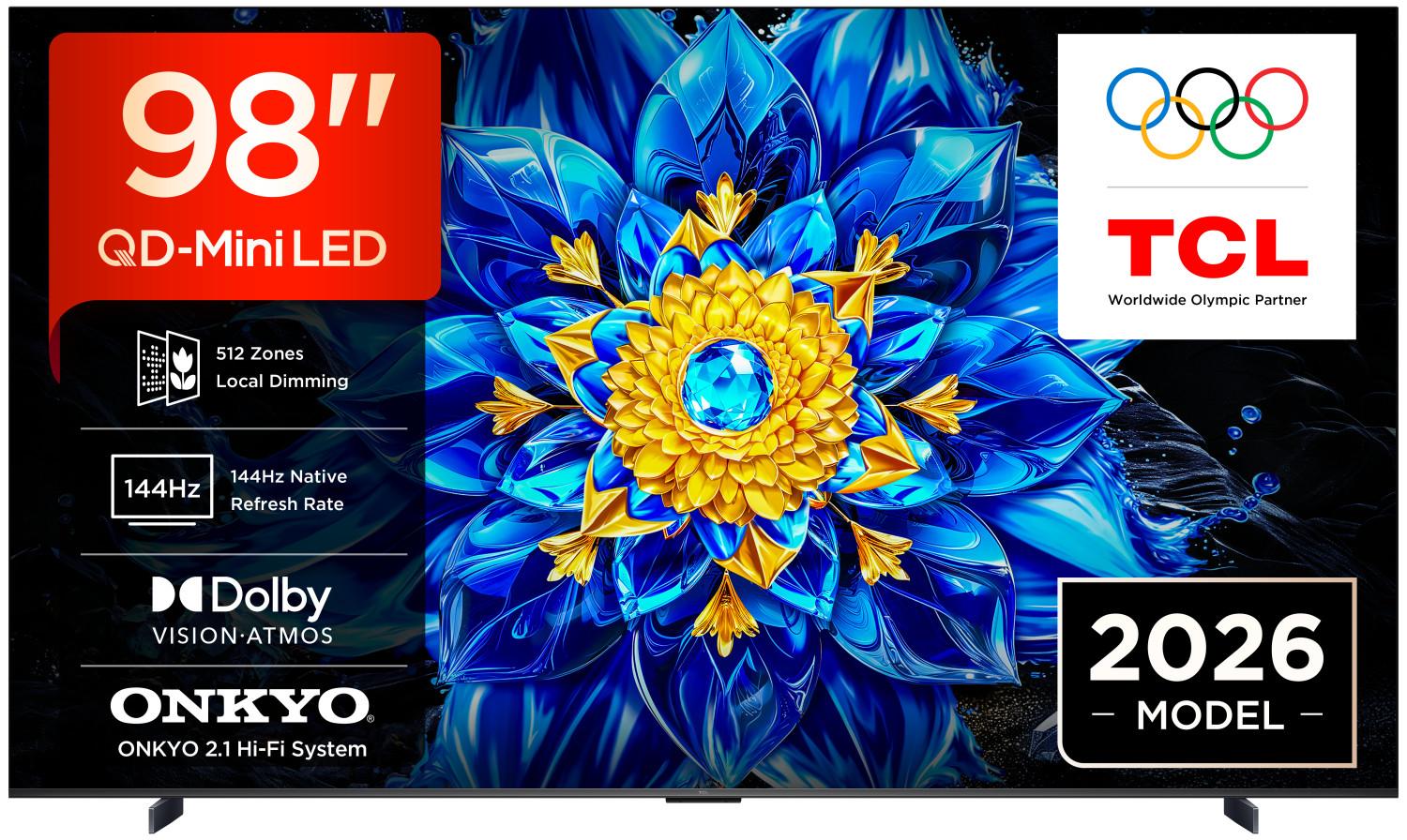 TCL P8L 98P8L, 2,49 m (98"), 3840 x 2160 Pixel, QD-Mini LED, Smart-TV, WLAN, Schwarz