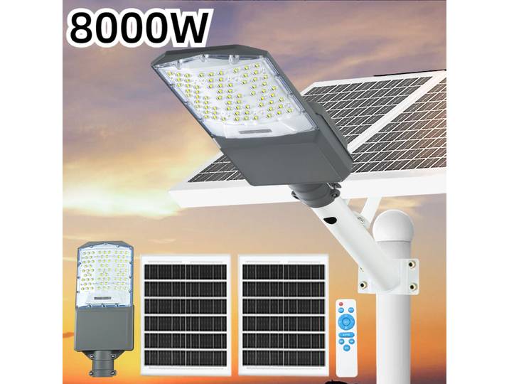 Réverbère solaire super lumineux, extérieur, étanche, IP65, éclairage de sécurité, éclairage de jardin, décoration, 8000W