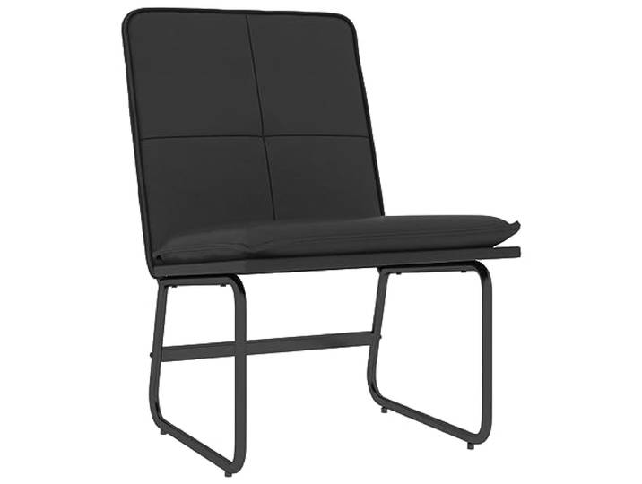 Loungesessel Schwarz 54x75x76 cm Kunstleder Metallgestell, rutschfeste O-Beine, gepolsterte Rückenlehne, einfache Montage, Wohnzimmer