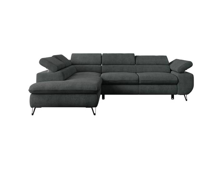 ECKSOFA PETER L Dunkelgrau Struktur - Links Seite