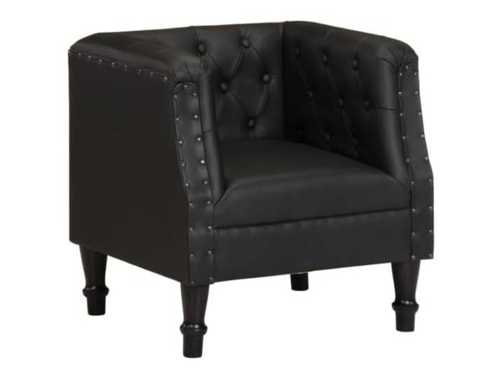 HEFZGDB Echtleder Sessel Schwarz Vintage Design mit Ziegenleder Bezug und Mangoholz Beinen für Wohnzimmer Loungesessel Entspannung Komfort