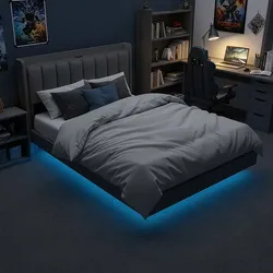 HOME DELUXE LED Bett MELURA Dunkelgrau - 140 x 200 cm