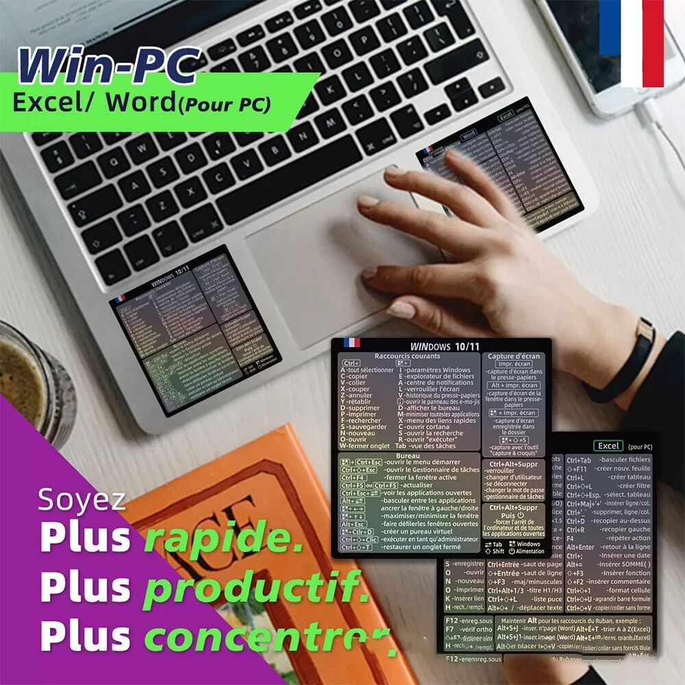 INF Autocollants de Raccourcis Clavier Français pour Windows - Améliorez Votre Flux de Travail