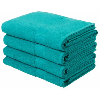 Duschtücher OTTO HOME "Juna, als Set und Serie erhältlich, 4 Duschtücher, 70x140cm", blau (petrol), B:70cm L:140cm, Walkfrottee, Obermaterial: 100% Baumwolle, Handtücher, Handtuch Set, 100% Baumwolle, mit Bordüre, Uni-Farben, weich
