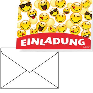 Perleberg Einladungskarten 7440022-2, Smiley World, 105 x 145 mm (A6), Klappkarten mit Umschlag, 5 Stück