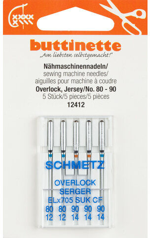 buttinette Overlock-Nähmaschinennadeln "Jersey", Stärke: 80–90, 5 Stück
