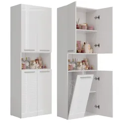 Badezimmer-Hochschrank Nel 1K/DK WEISS HOCHGLANZ
