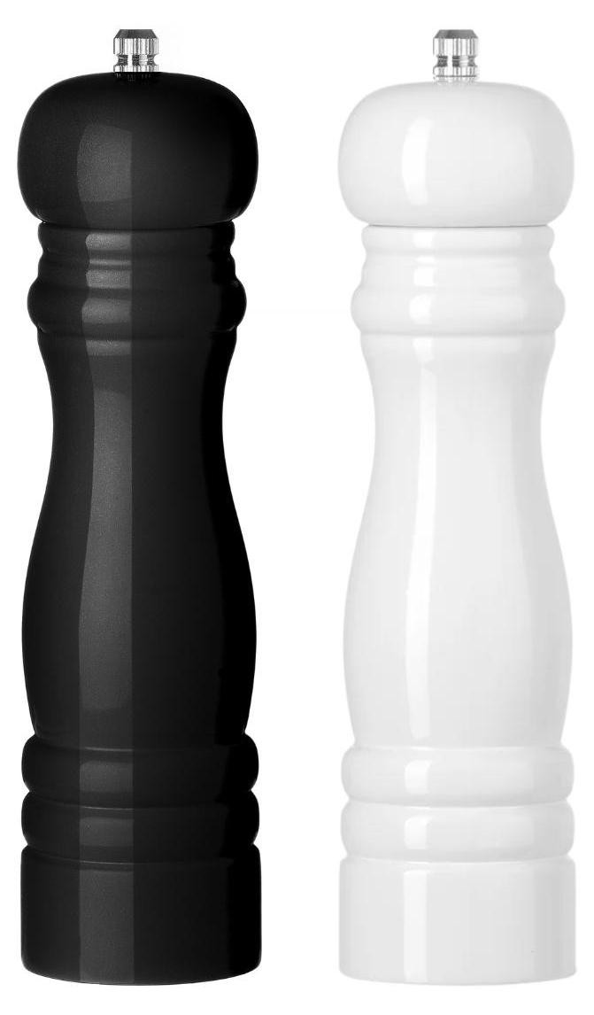 Cookinglife Peper- en zoutmolen set Rocca Zwart en Wit glanzend - 21,5 cm