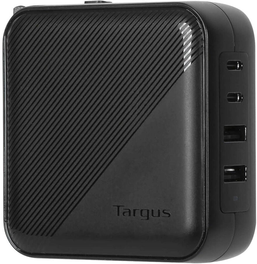 Targus GaN 100W PD Vægoplader m. 2 x USB-C, 2 x USB-A & Rejseadapter - Sort