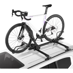 VEVOR Dachfahrradträger 15 kg Tragkraft, klappbarer Fahrraddachträger mit sicherem Verriegelungssystem für die meisten Standard-Querträger, aufrechter Autodachträger für SUV Auto, Schwarz