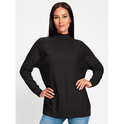 Strickpullover HEINE "Pullover", Damen, Gr. 44, schwarz, 100% Baumwolle, unifarben, Pullover Strickpullover