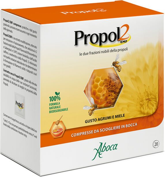 ZENTIVA ITALIA Srl Aboca Propol2 EMF - Integratore Alimentare Mal di Gola, 20 Compresse