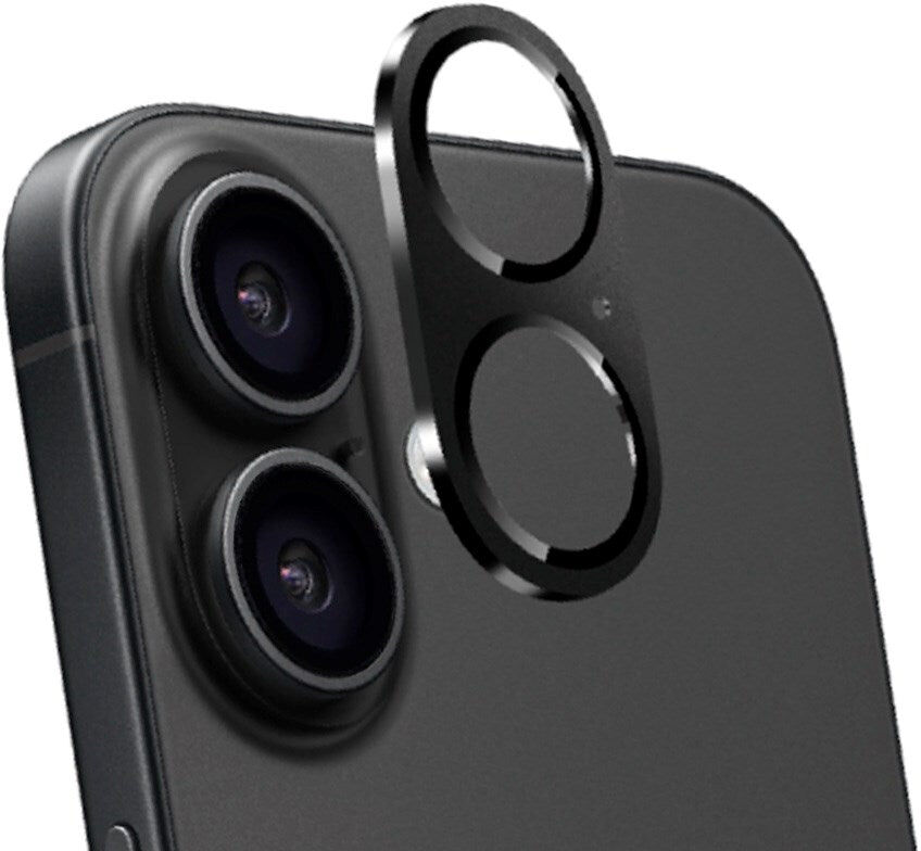 Holdit iPhone 16 / 16 Plus Kameralinsebeskyttelsesglas - Case-Friendly - Sort
