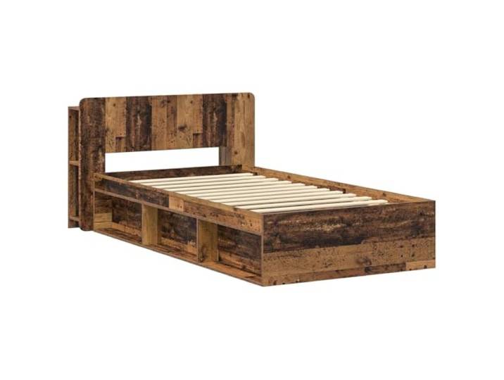 SKTQYQO Bettgestell mit Stauraum, Holz, Antik, 90 x 200 cm Integrierte Schubladen, Latten aus technischem Holz, Unterstützung 140 kg, einfache Montage