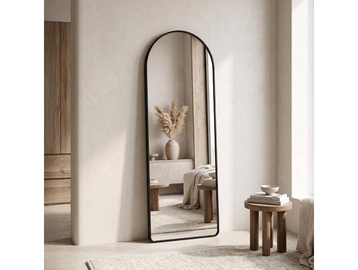 Grand miroir en arche à poser avec cadre en métal noir 50 x 150 cm