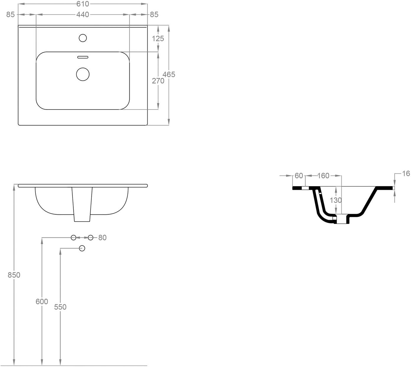 progettobagno Cubo 61 Keramik Waschbecken